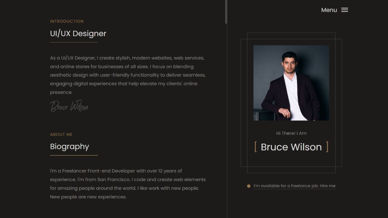 Bruce’s Portfolio Websites | Standard Package