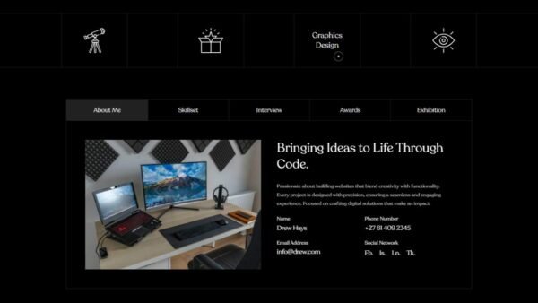 2. Drew Basic Portfolio Website - About Me Section - Grass Codes