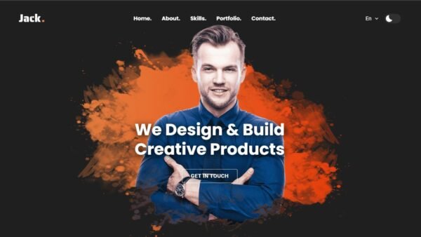 2. Jack Basic Portfolio Website - Hero Dark Theme Section - Grass Codes