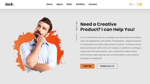 3. Jack Basic Portfolio Website - About Me Section - Grass Codes