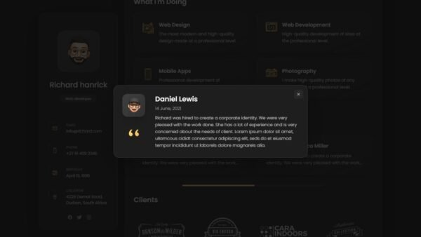 3. Richard Standard Portfolio Website - Testimonials Section - Grass Codes