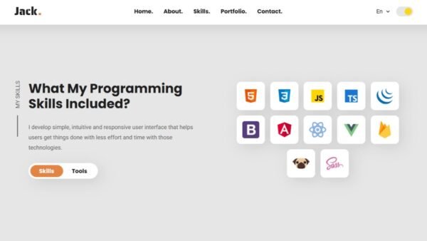 4. Jack Basic Portfolio Website - Hero Skills Section - Grass Codes