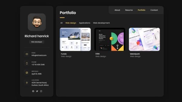 7. Richard Standard Portfolio Website - Portfolio Section - Grass Codes