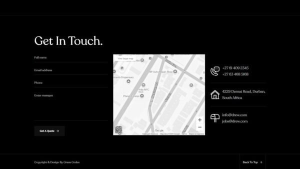 9. Drew Basic Portfolio Website - Contact Section - Grass Codes