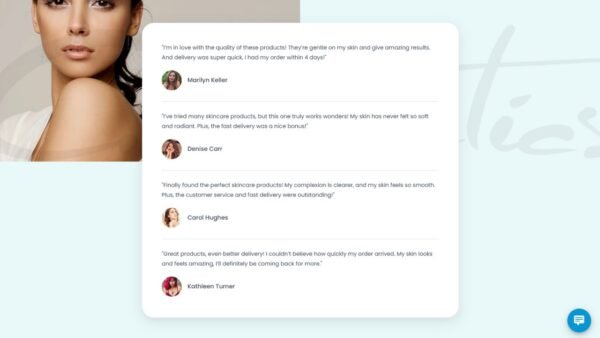 10. Cosmetics Standard eCommerce Website - Testimonials Page