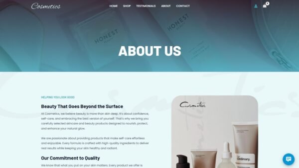 11. Cosmetics Standard eCommerce Website - About Us Page