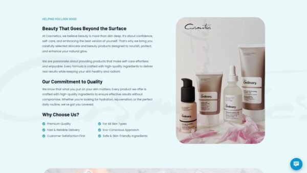 12. Cosmetics Standard eCommerce Website - About Us Page