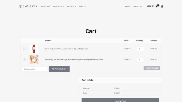 12. Jewelry Standard eCommerce Website - Cart Page