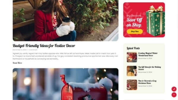 13. Christmas Premium eCommerce Website - Blogs Layouts Section