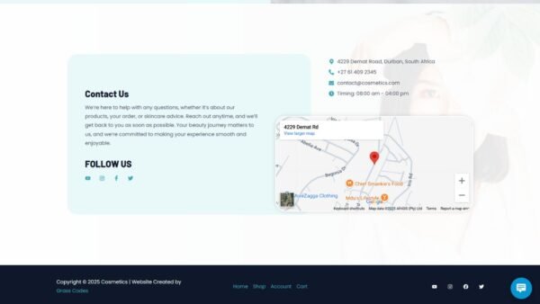 14. Cosmetics Standard eCommerce Website - Contact Us Page