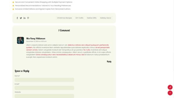 15. Christmas Premium eCommerce Website -Blog Comment Section