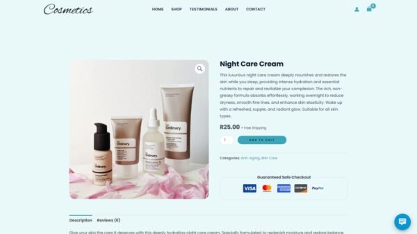 15. Cosmetics Standard eCommerce Website - Single Product Page