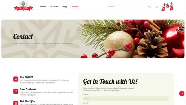 16. Christmas Premium eCommerce Website - Contact Section