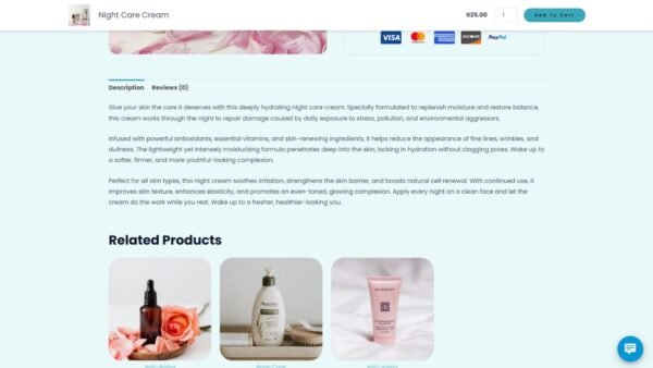 16. Cosmetics Standard eCommerce Website - Single Product Description