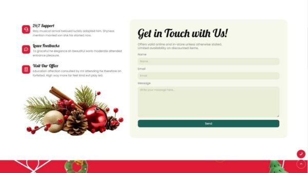 17. Christmas Premium eCommerce Website - Contact Us Section