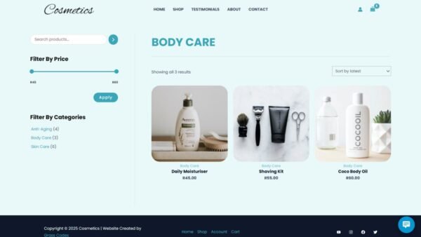17. Cosmetics Standard eCommerce Website - Category Page