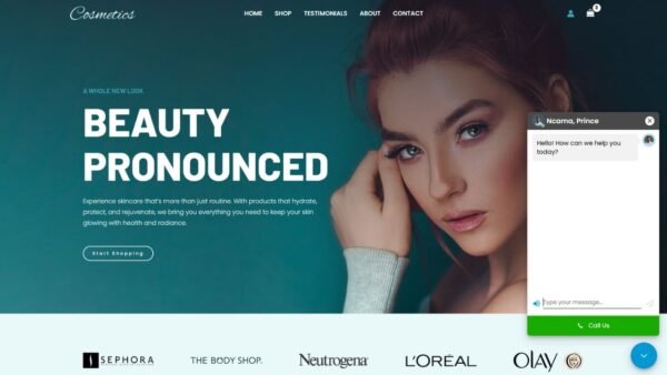 3. Cosmetics Standard eCommerce Website - Live Chats Menu Section