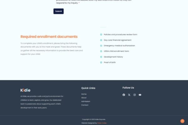Kidie Daycare Standard Business Website