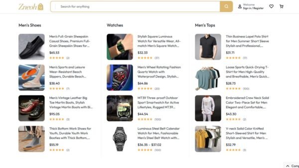 5. Zneoh Premium eCommerce Website - Item Lists Section