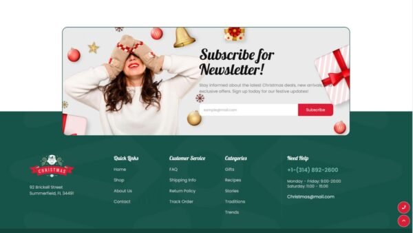 7. Christmas Premium eCommerce Website - Footer Section