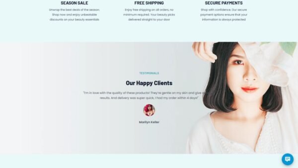 7. Cosmetics Standard eCommerce Website - Testimonials Section