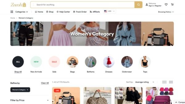 7. Zneoh Premium eCommerce Website - Category Section
