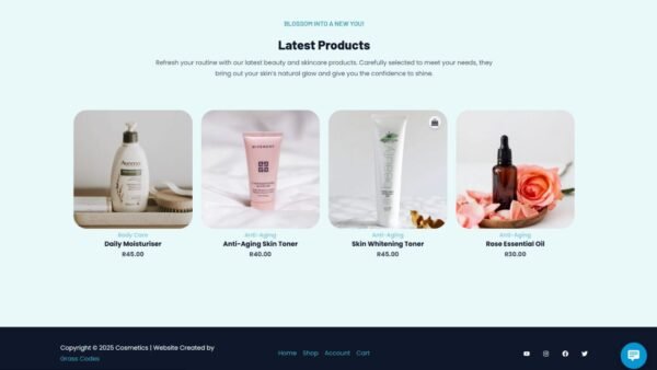 8. Cosmetics Standard eCommerce Website - Latest Products Section
