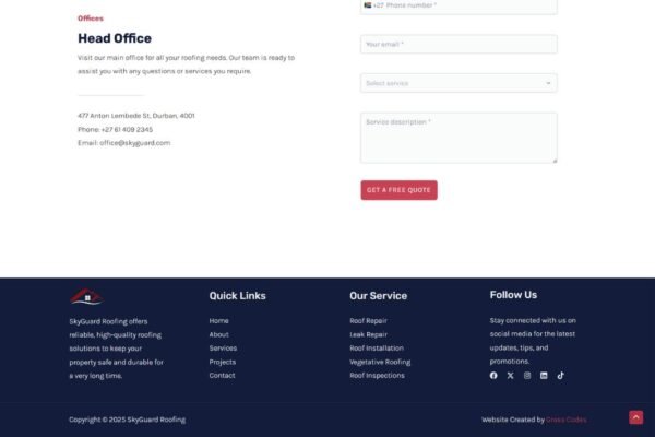SkyGuard Roofing Standard Business Website